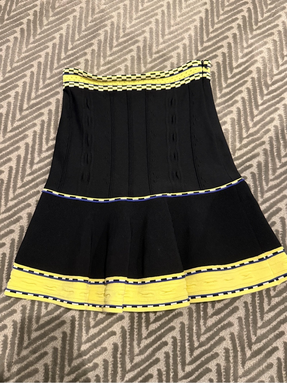 Sandro Black Mini Skirt with Yellow Trim - Picture 2 of 6